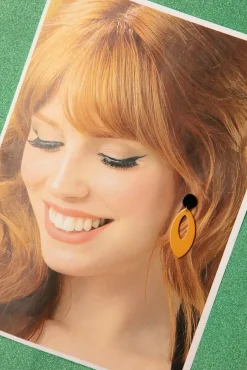 Ellips Hanger Oorbellen In Mosterd