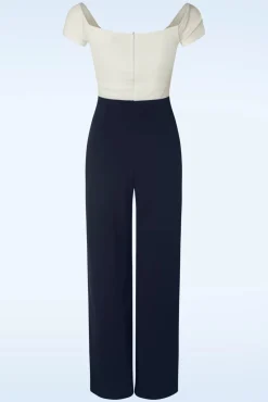 Eloise Jumpsuit In Ivoor En Marineblauw