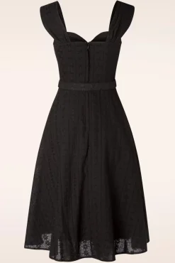 Embroidery Summer Flare Jurk In Zwart