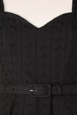 Embroidery Summer Flare Jurk In Zwart