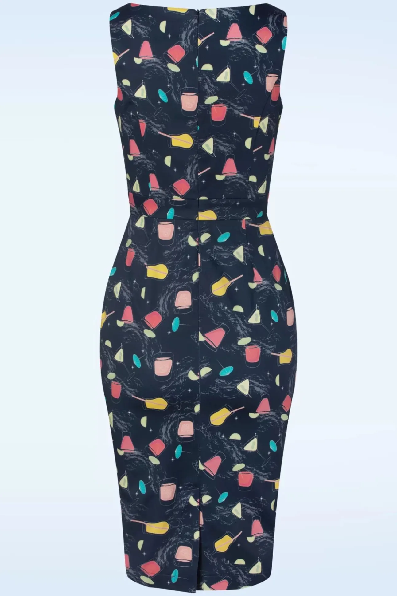 Exclusief Bij Topvintage ~ Adriana Cocktails Mouwloze Penciljurk In Donkerblauw