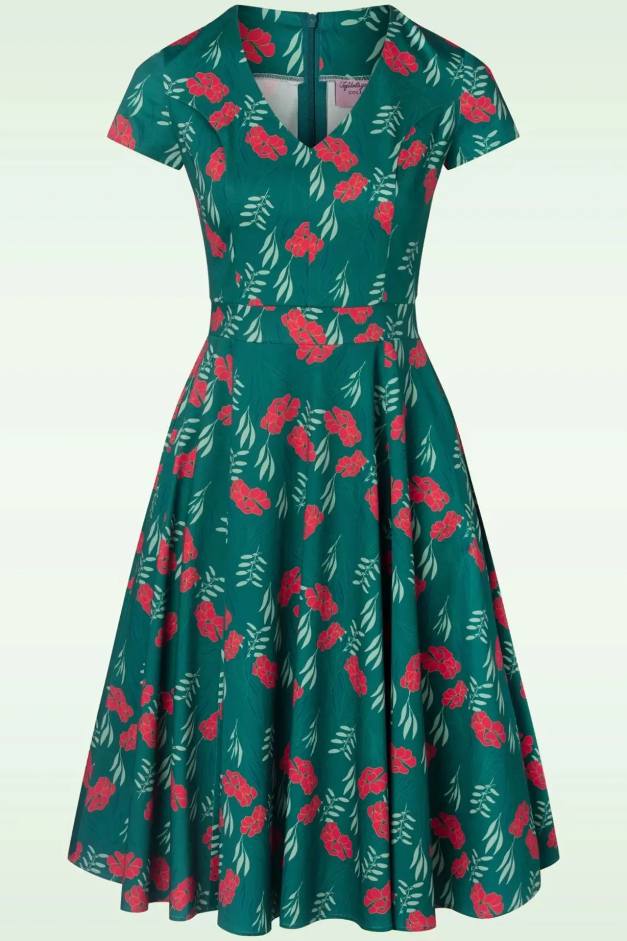 Exclusief Bij Topvintage ~ Olivia Swingjurk Met Korte Mouwen In Blauwgroen