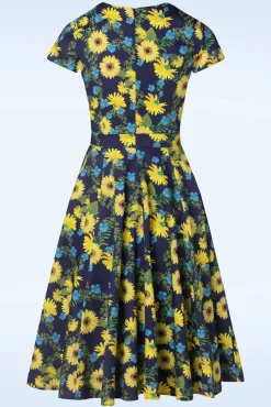 Exclusief Bij Topvintage ~ Olivia Swingjurk Met Korte Mouwen In Donkerblauw