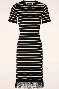 Ezra Midi Jurk In Zwart En Wit