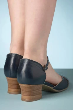 Fernie T-Strap Pumps In Denim En Creme