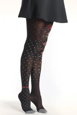 Flower And Polkadots Panty In Zwart