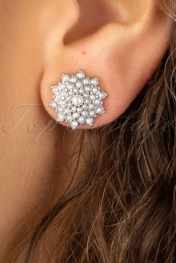 Flower Parel Oorstekers In Zilver