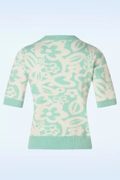 Freya Flower Jumper In Mintblauw