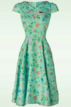 Garden Criss Cross Flare Jurk In Groen