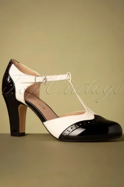 Gatsby T-Strap Pumps In Zwart En Wit