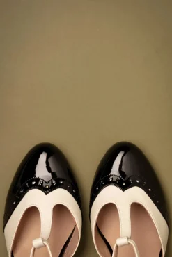 Gatsby T-Strap Pumps In Zwart En Wit