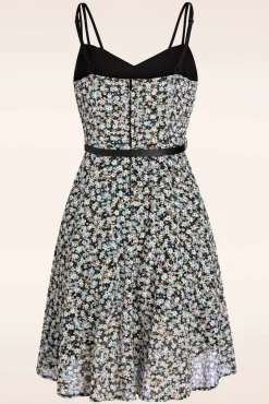 Geborduurde Bloemen Swingjurk In Zwart