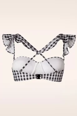 Gigi Gingham Bikinitop In Zwart En Wit