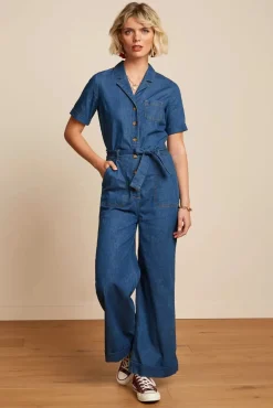 Gracie Jumpsuit Chambray In Denim Blauw