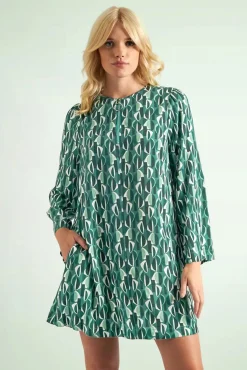 Gwenola Mid Century Retro Jurk In Groen
