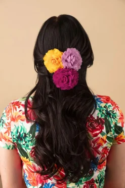 Haarbloemenset In Cool Blush, Framboos En Solar