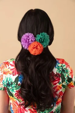 Haarbloemenset In Wortel, Violet Tule En Waterval