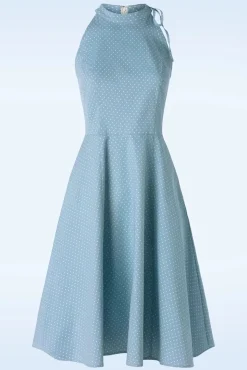 Hattie Halter Spot Swing Jurk In Luchtblauw