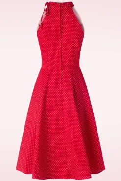 Hattie Halter Spot Swing Jurk In Rood