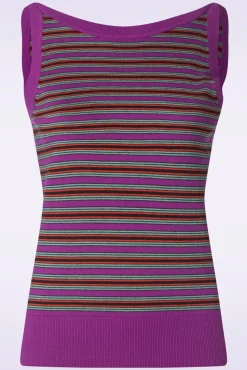 Hazel Bee Stripe Top In Sparkling Paars