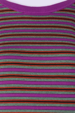 Hazel Bee Stripe Top In Sparkling Paars