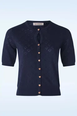 Heart Blooms Cardigan In Marineblauw