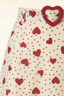 Heart Polka Dot Midi Rok In Creme