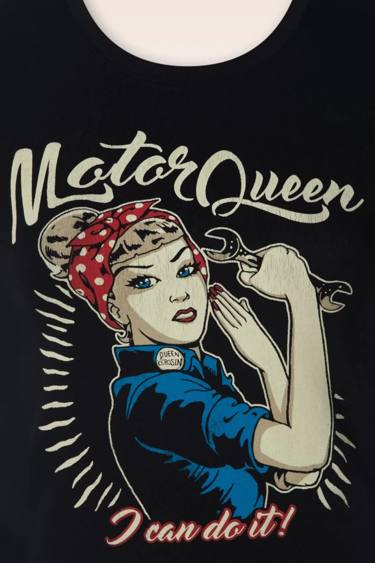 I Can Do It Motor Queen T-Shirt In Zwart