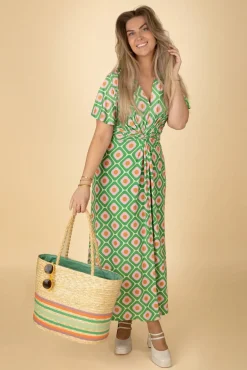 Indy Maxi Jurk Geo Print In Groen