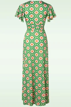 Indy Maxi Jurk Geo Print In Groen