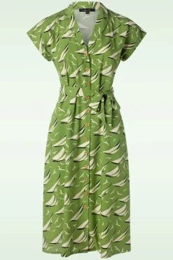 Irene Bateau Midi Jurk In Woodbine Groen