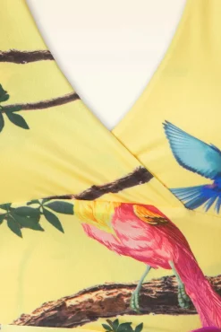 Irene Birds Swing Jurk In Geel