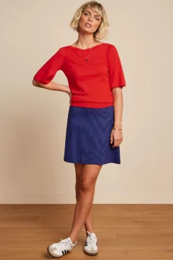 Ivy Top Wijde Mouw Club In Vurig Rood