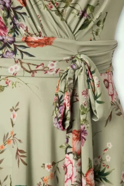 Jane Bloemen Midi-Jurk In Vintage Groen