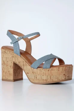 Jenna Platform Sandalen In Denim Blauw
