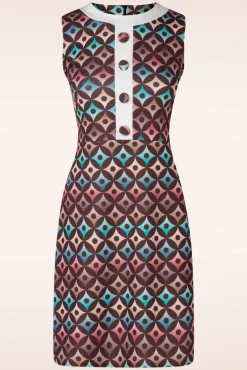 Jenny Geo Print Jurk In Bruin