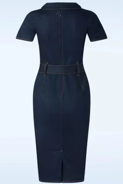 Jodie Pencil Jurk In Donkerdenim