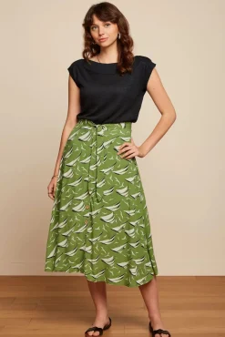 Judy Midi Rok Bateau In Woodbine Groen