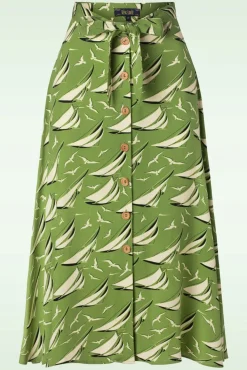 Judy Midi Rok Bateau In Woodbine Groen