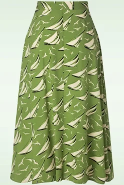 Judy Midi Rok Bateau In Woodbine Groen