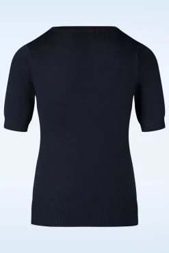 Julie Bloemen Top In Marineblauw