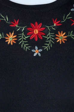 Julie Bloemen Top In Marineblauw