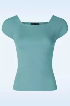 Kaylie Top In Porselein Blauw