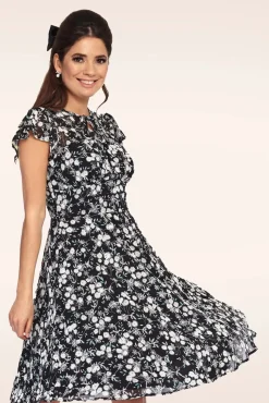 Keri Bloemen Flare Jurk In Zwart