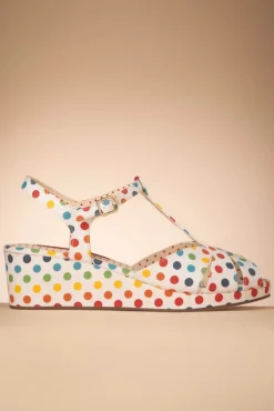 Kira Polkadot Sleehak Sandalen In Wit