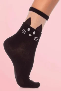 Kitty Cat Sokken In Zwart