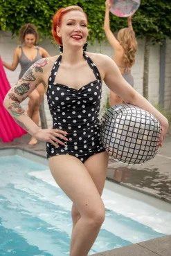 Klassiek Badpak Met Polkadots In Zwart En Wit