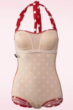 Klassiek Badpak Met Polkadots In Rood En Wit
