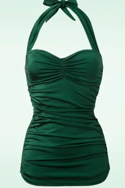 Klassiek Jaren Vijftig Eendelig Badpak In Groen