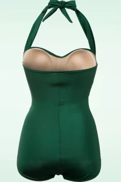Klassiek Jaren Vijftig Eendelig Badpak In Groen